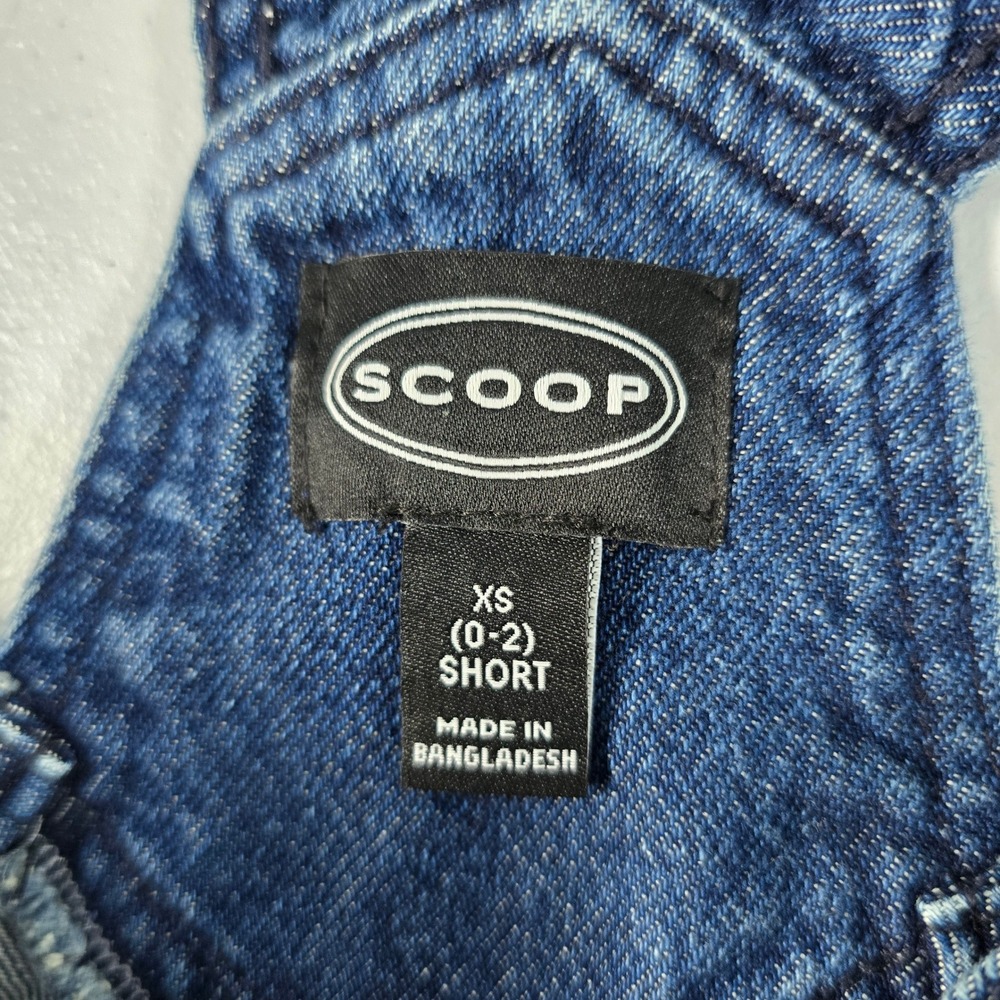 Scoop Womens Dark Wash Denim Wide Leg Cropped Overalls XS Short 35515116-675 - Picture 2 of 7
